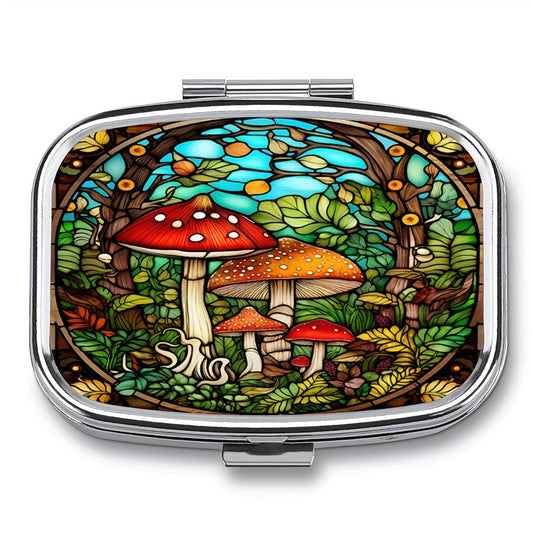 Mushroom Garden Portable Pill Box with 1 Compartment & 2 Dividers