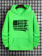 American Flag Print Men's Warm Pullover Hoodie for Autumn Winter