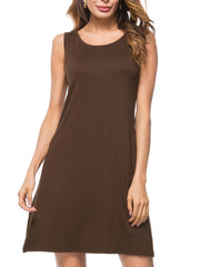 Solid Sleeveless Dress Loose Crew Neck Dress Casual Every Dress Women's Clothing