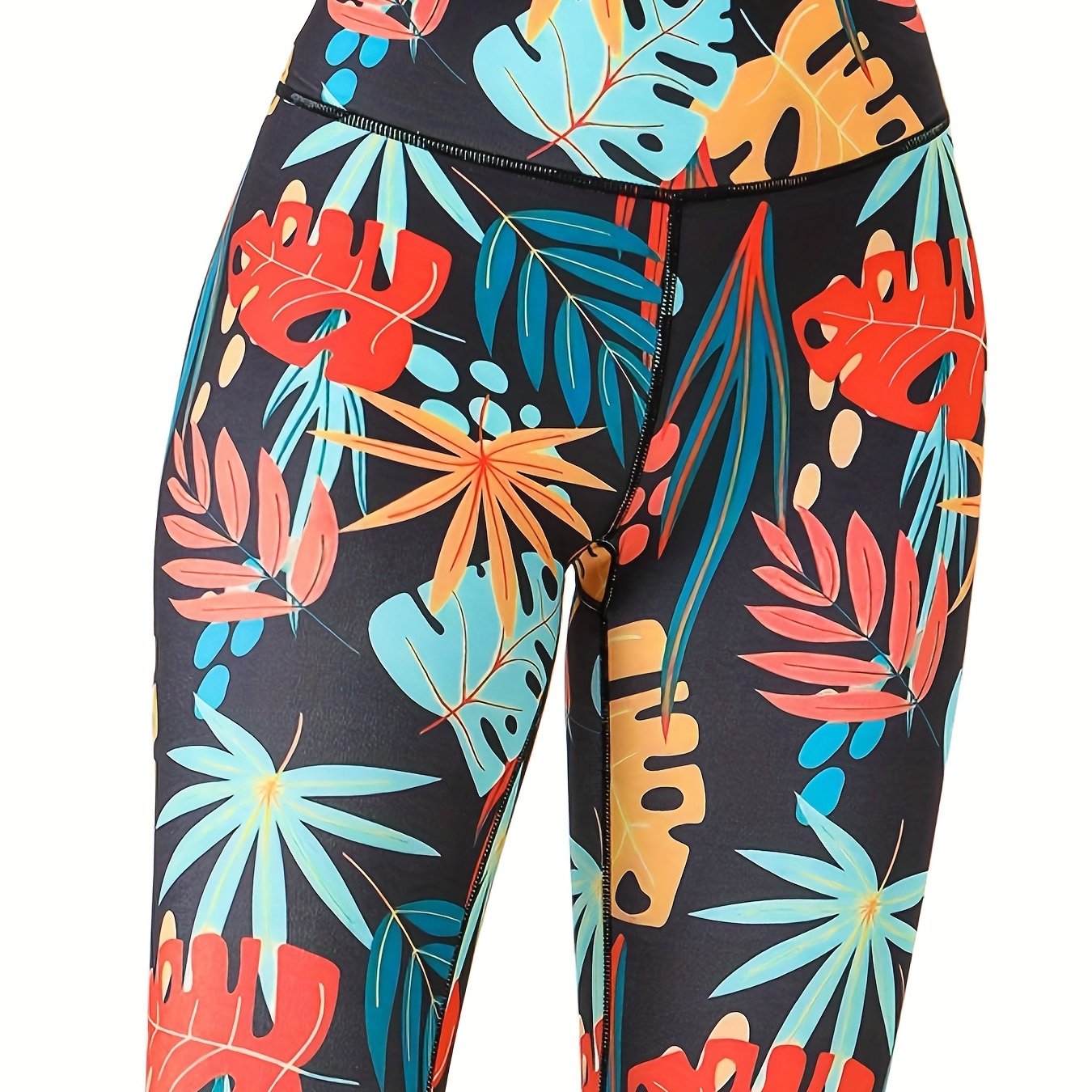Leaf Print Yoga Pants High Stretch Slim Fit Quick Drying Leggings