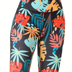 Leaf Print Yoga Pants High Stretch Slim Fit Quick Drying Leggings