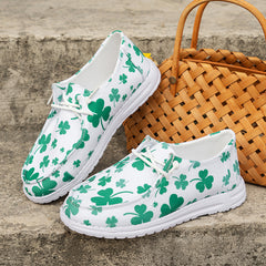 Women's Clover Printed Canvas Shoes St Patrick's Loafers