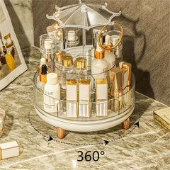 360 Degree Rotating Makeup Organizer Clear Rotatable Cosmetic Storage Box