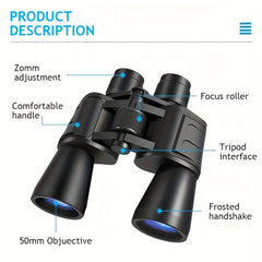 20x50 HD Portable Binoculars BAK4 Prism Waterproof Bird Watching Travel Concerts