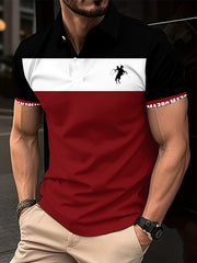 Men's Lapel Button Short Sleeve Shirt for Fitness Training