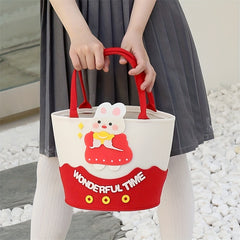 Rabbit Pattern Handbag Sweet Bucket Bag Baby Celebration Gift Storage
