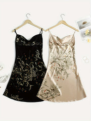 Floral Print Nightdress V Neck Spaghetti Strap Sleepwear & Dresses