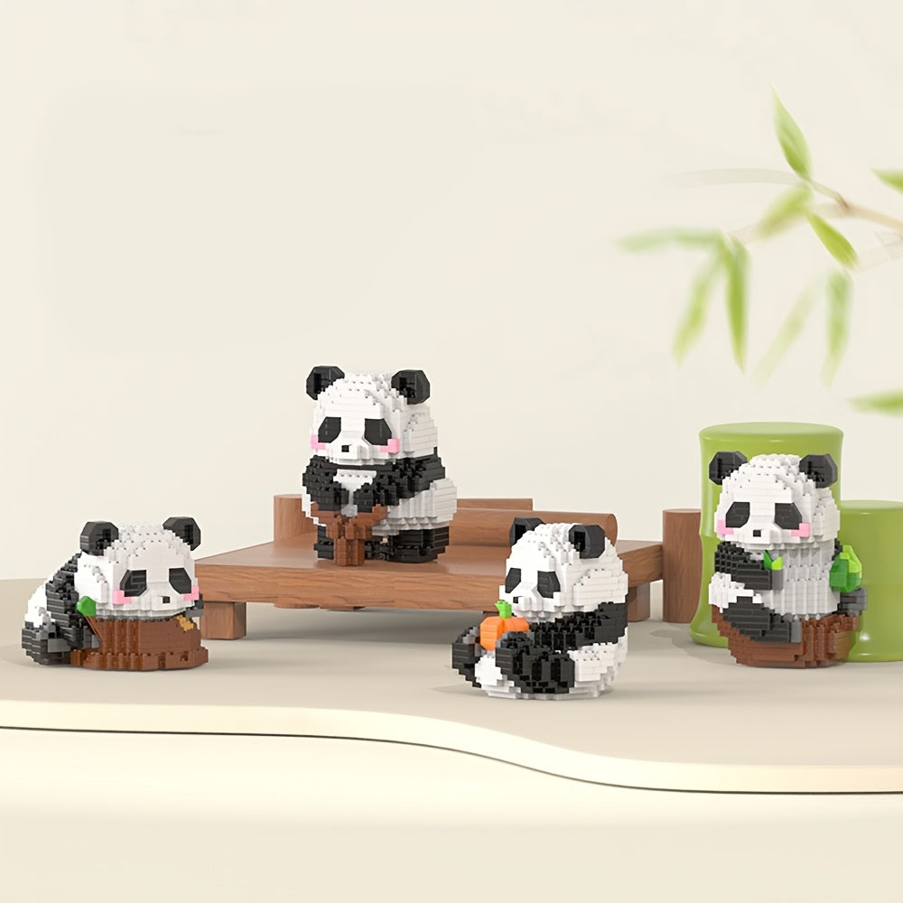 3D Mini Panda Model Building Blocks Toys DIY Assembly Desktop Orname