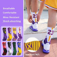 Men's Thick Mid Calf Basketball Socks - Non-slip Sports Sweat Absorption