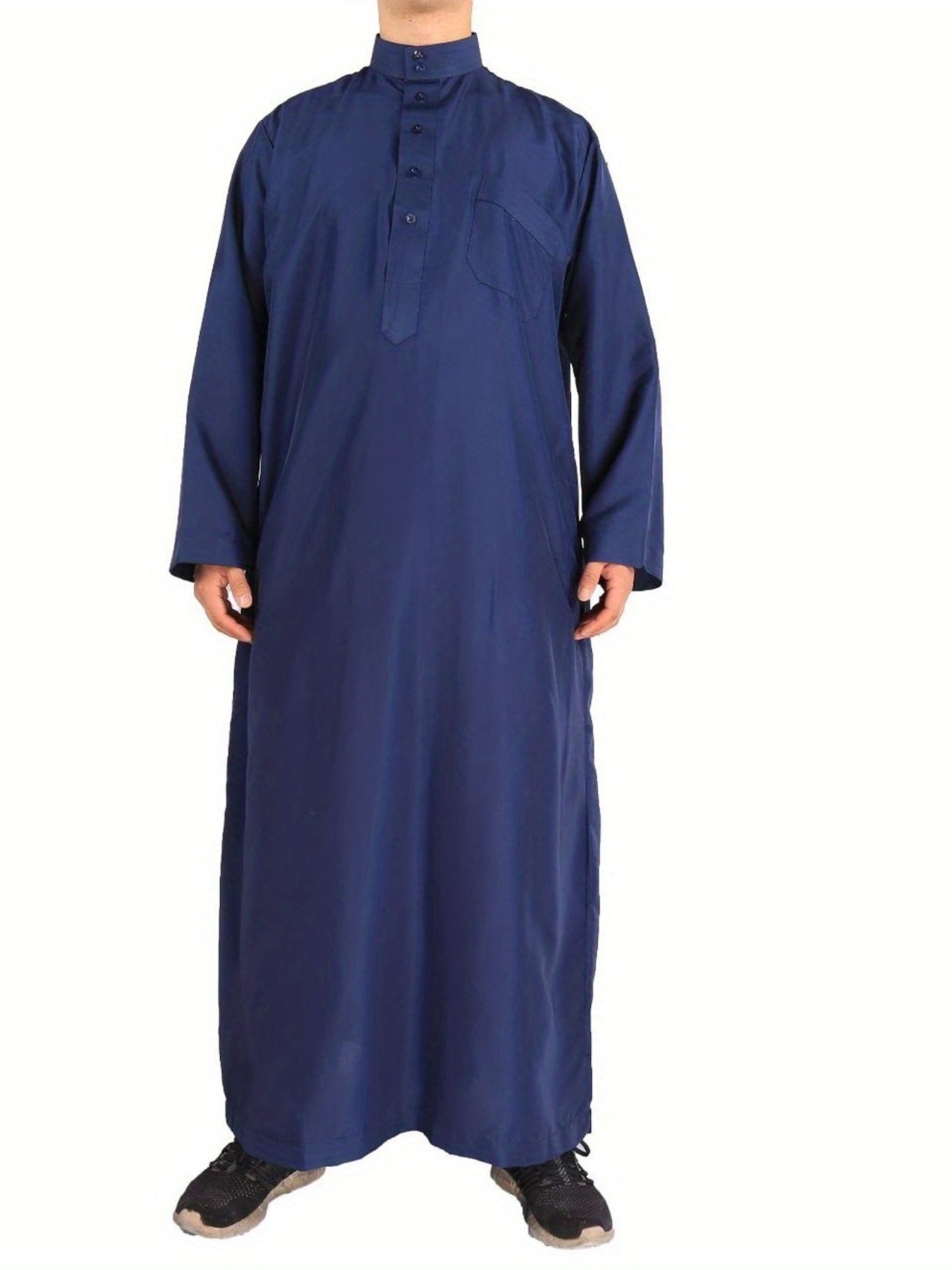 Muslim Men Long Sleeve Thobe Middle East Saudi Arab Kaftan Islamic Robe