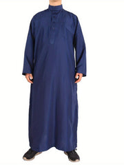 Muslim Men Long Sleeve Thobe Middle East Saudi Arab Kaftan Islamic Robe