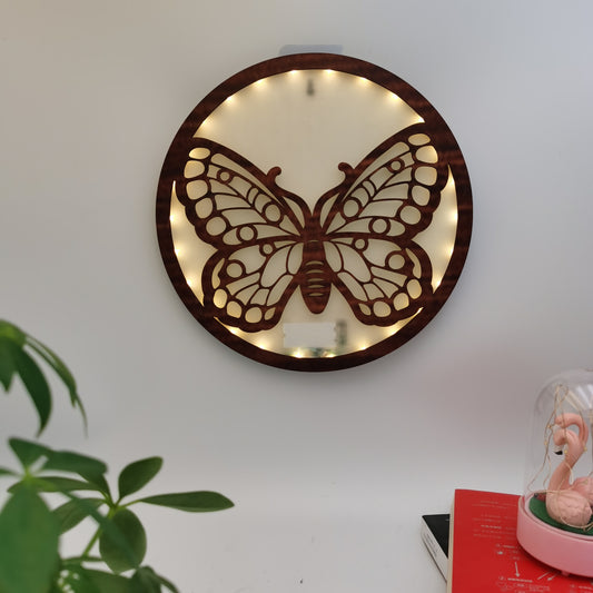 LED Butterfly Wooden Hanging Wall Decoration Pendant