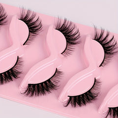 5 Pairs Fox Eye False Eyelashes 3D Winged End Eye Elongated Eyelashes