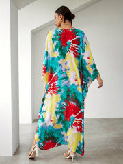Boho Tie Dye Batwing Beach Cover Up