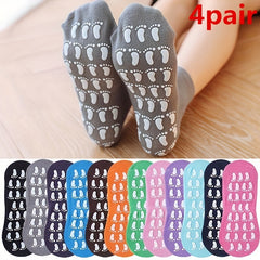 4 Pairs Silicone Non slip Socks Comfy & Breathable Women's Yoga Sports Stockings