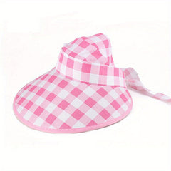 Plaid Pattern Visor Hat Wide Brim UV Protection Sun Hat