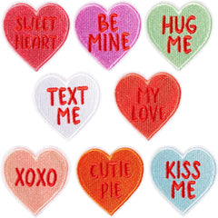 Valentines Iron On Patches Conversation Hearts Sew On Embroidered Applique