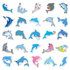 50pcs Dolphin Pattern Graffiti Waterproof Stickers For Water Bottles Laptop
