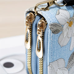 Flower Embroidery Long Wallet Clutch Purse Phone Bag