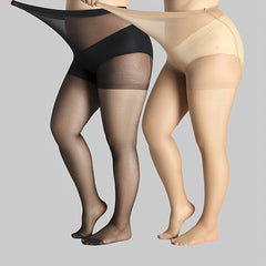 2 Pairs Plus Size Casual Stockings Set Women's Plus Control Top Pantyhose