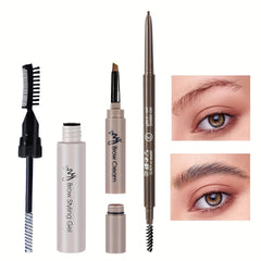 3-In-1 Brow Coloring Set: Gel, Pencil, Pomade - Brown
