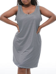 Stripe Print Round Neck Tank Sleep Dress