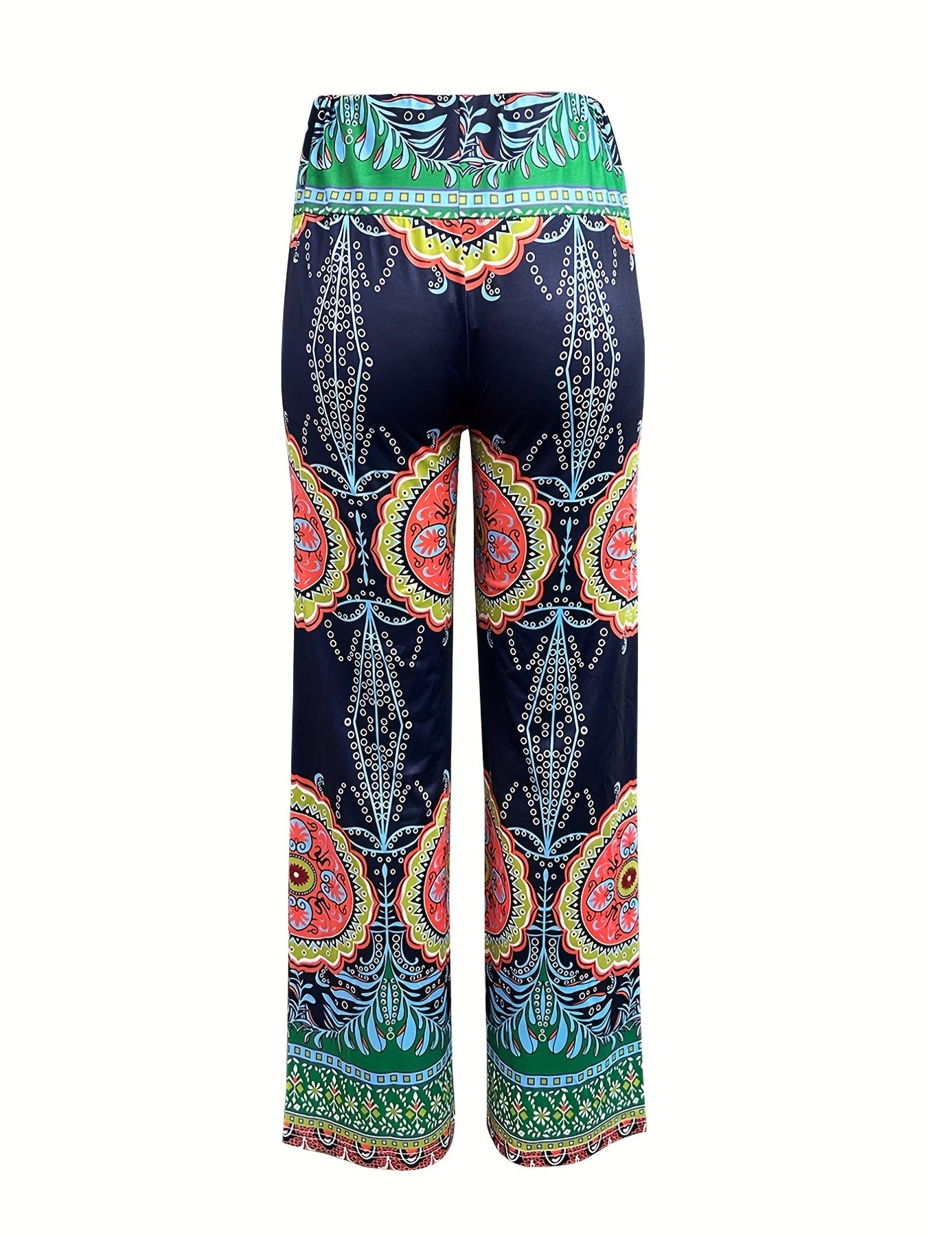 Boho Paisley Print Straight Leg Pants Casual Pants For Spring & Summer