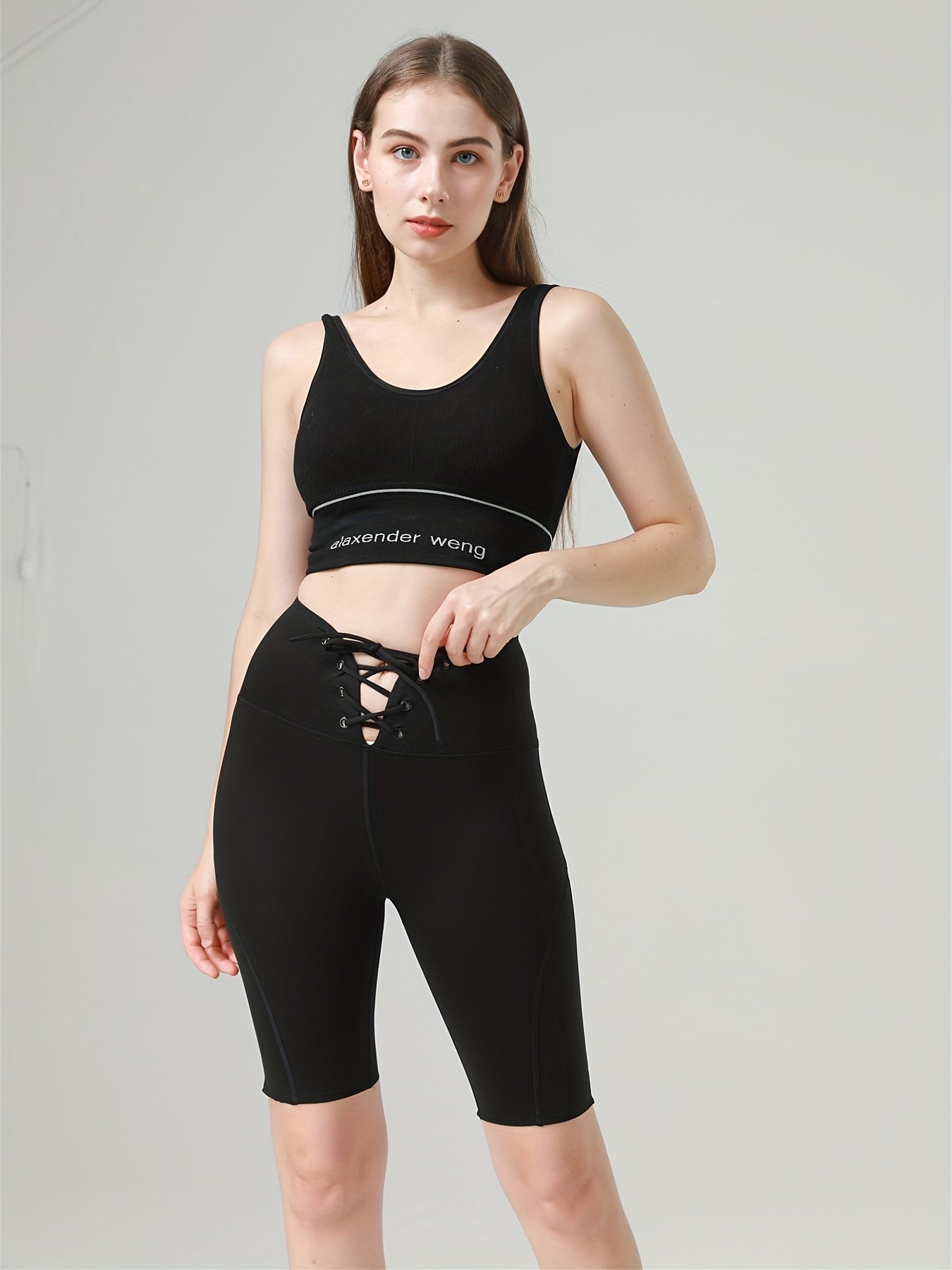 High Waist Sports Shorts Lace up Yoga Running Cycling