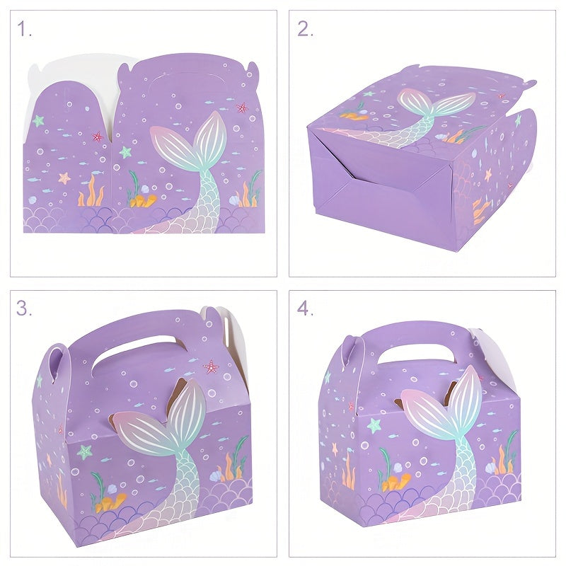 5pcs Mermaid Handbag Party Gift Box Mermaid Tail Pattern Packaging