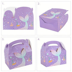 5pcs Mermaid Handbag Party Gift Box Mermaid Tail Pattern Packaging