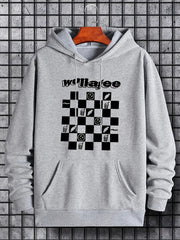 Checkerboard Print Hoodie Men's Casual Graphic Pullover Hoodie
