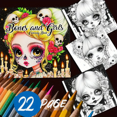 Adult Coloring Book Flower Bone Girl Coloring Book 20 Pages