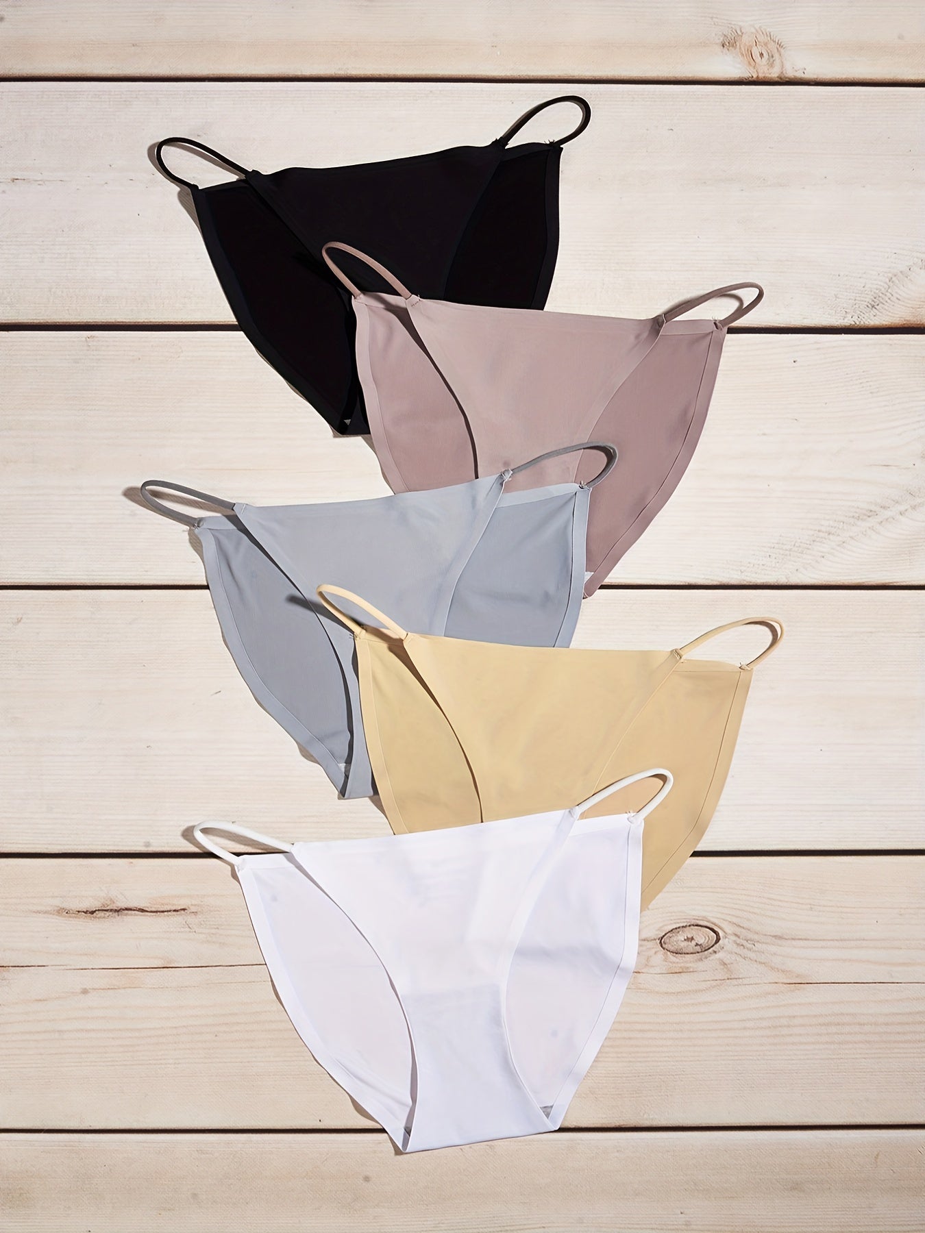 5pcs Seamless Solid Panties Soft & Comfy Lingerie Underwear
