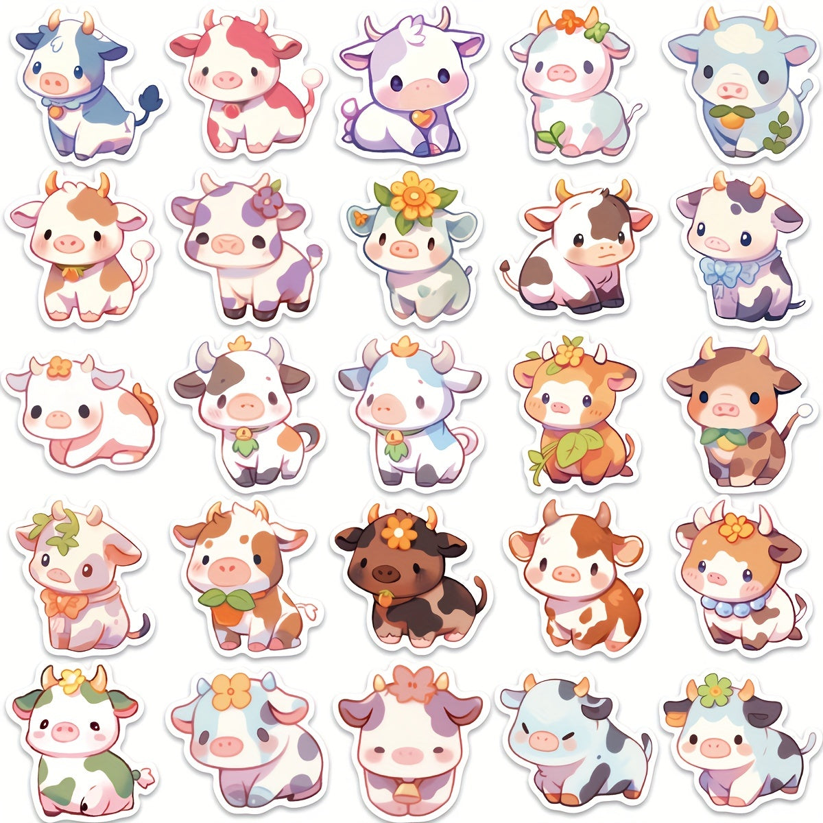 50pcs Rainbow Cow Graffiti Stickers for DIY Waterproof Decoration