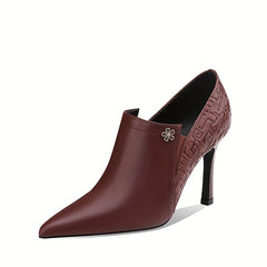 Retro Pattern Ankle Boots Pointed Toe Stiletto Heels
