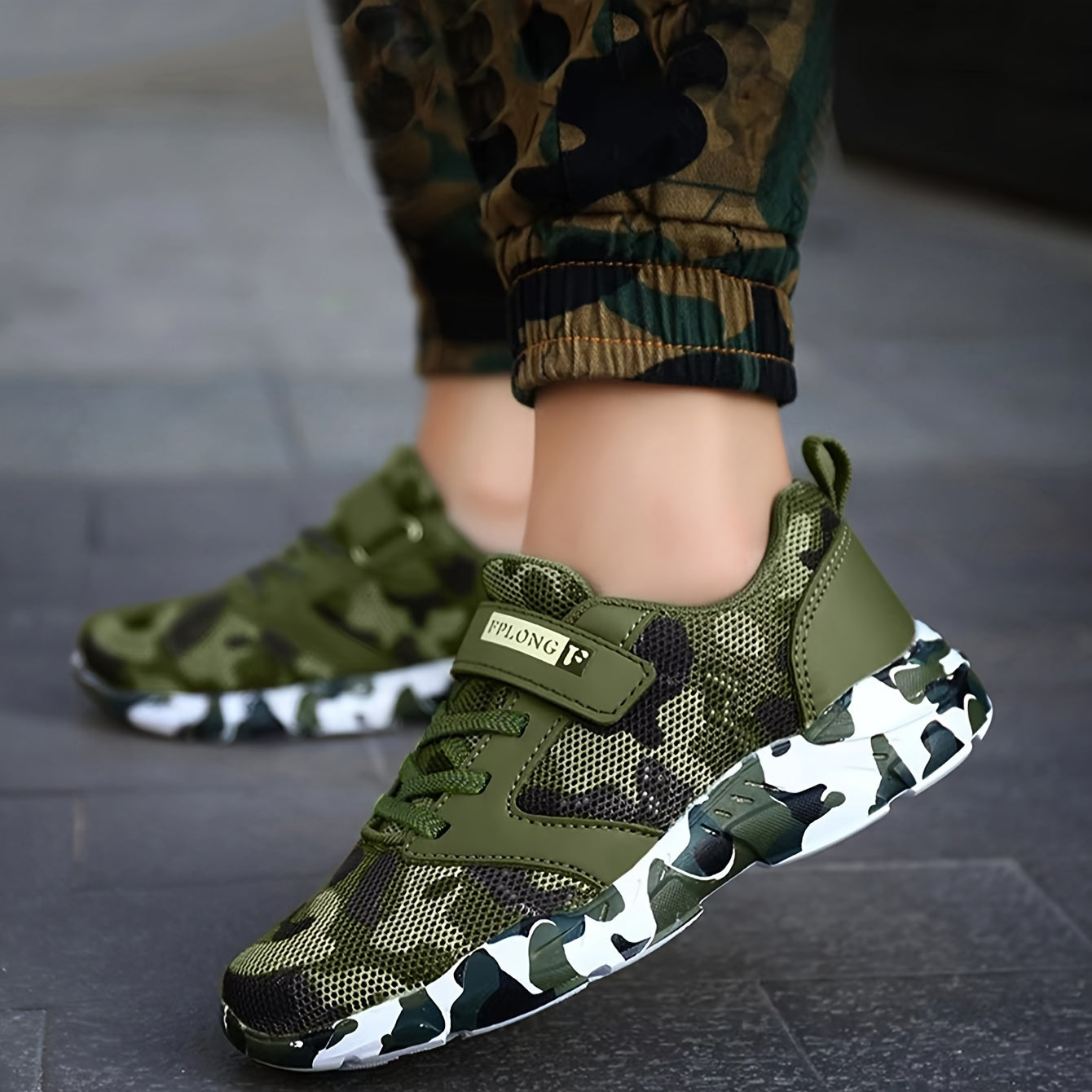 Boy's Camo Knit Running Shoes Soft Sole Sneakers