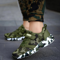 Boy's Camo Knit Running Shoes Soft Sole Sneakers