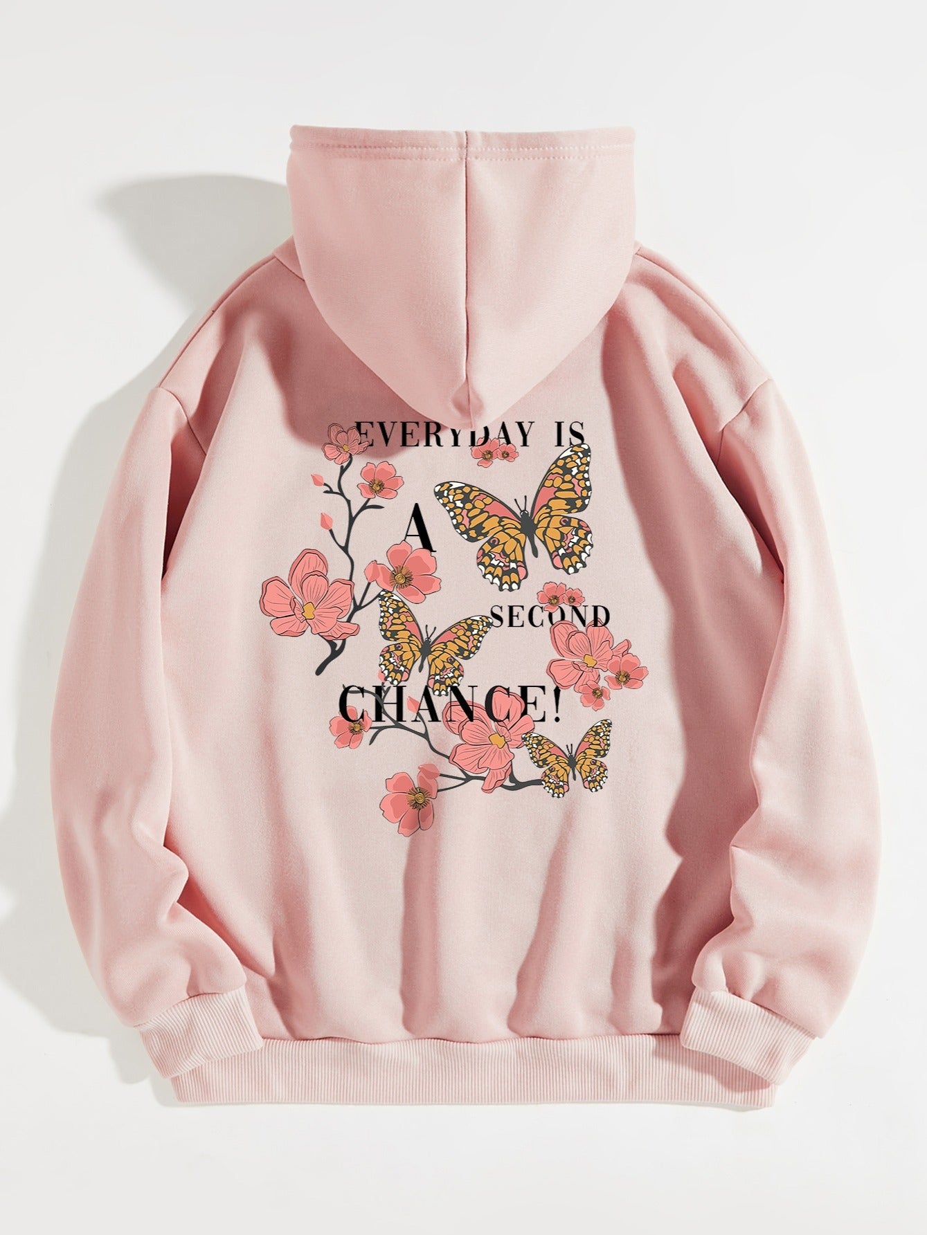 Butterfly & Flower Print Hoodie Casual Sweatshirt For Winter & Fall