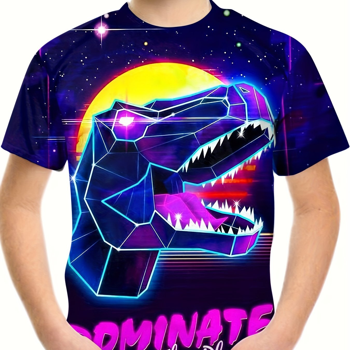 Boy's Dino Graphic T-shirt 3D Print Casual Tee Kids Summer Clothing