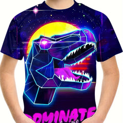 Boy's Dino Graphic T-shirt 3D Print Casual Tee Kids Summer Clothing