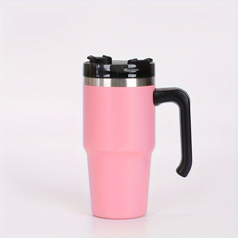 20oz Stainless Steel Insulated Car Cup with Handle Straw