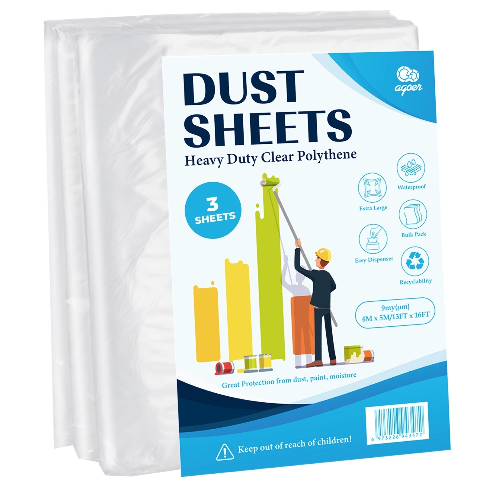 3 Sheets Furniture Dust Film 13 12ftx16 4ft Home Cleaning Supplies