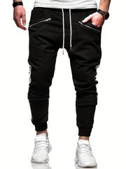 Men's Zipper Pocket Joggers Casual Loose Fit Pants