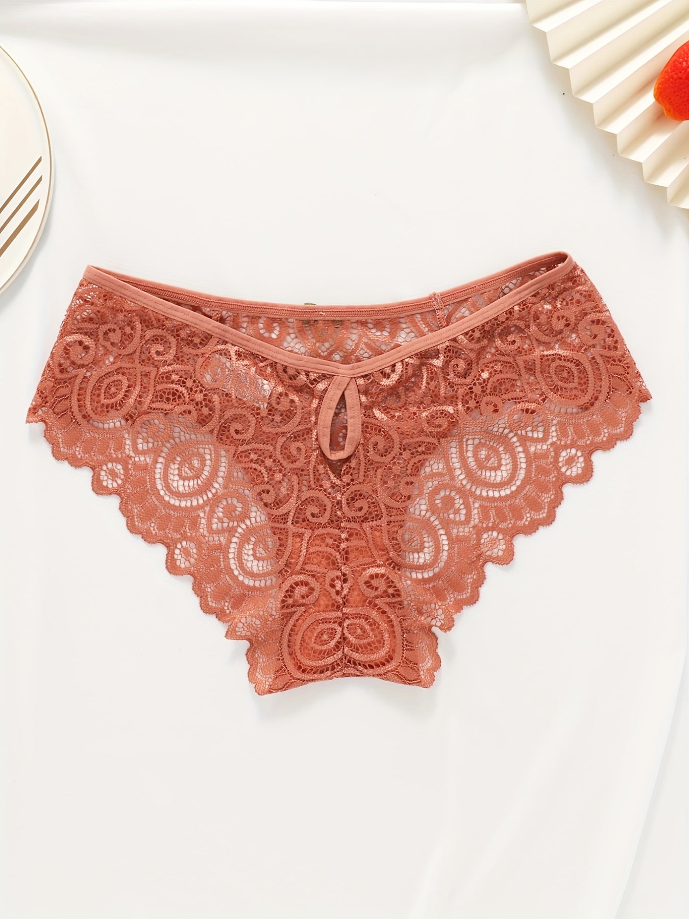 Floral Lace Bow Tie Briefs Women's Lingerie