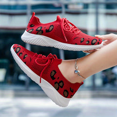 Leopard Print Sneakers Casual Lace Up Running Shoes