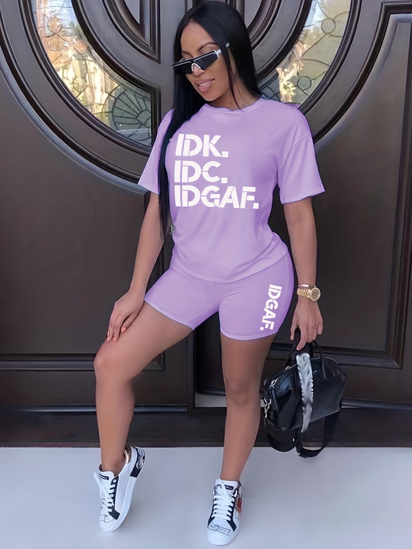 Crew Neck Tee & Slim Shorts Two piece Set