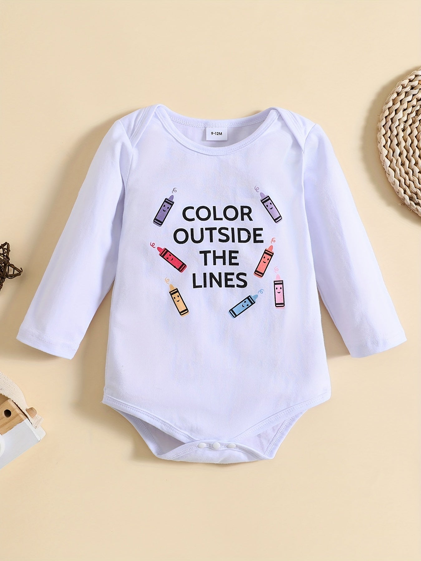 Baby Boy Casual Cotton Romper OUTSIDE THE LINES Long Sleeve Jumpsuit