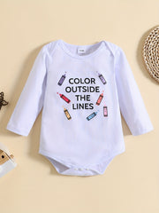 Baby Boy Casual Cotton Romper OUTSIDE THE LINES Long Sleeve Jumpsuit