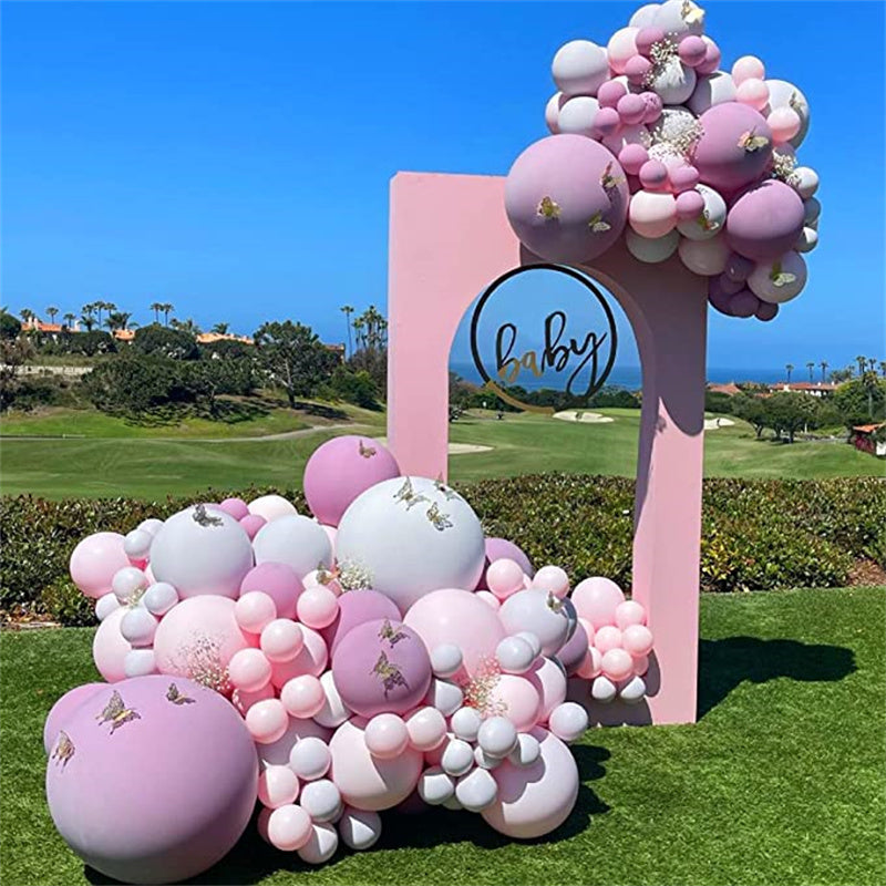 180pcs Light Pink Purple Balloon Arch Kit w/ Butterfly Stickers