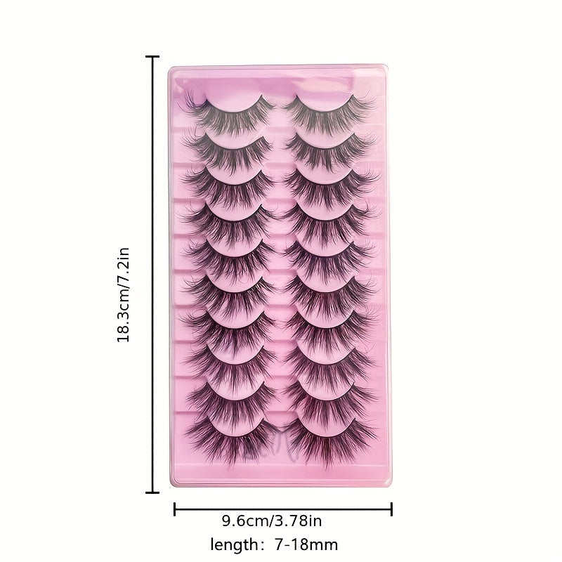 10 Pairs Faux Mink Hair False Eyelashes 3D Realistic Thick for Parties